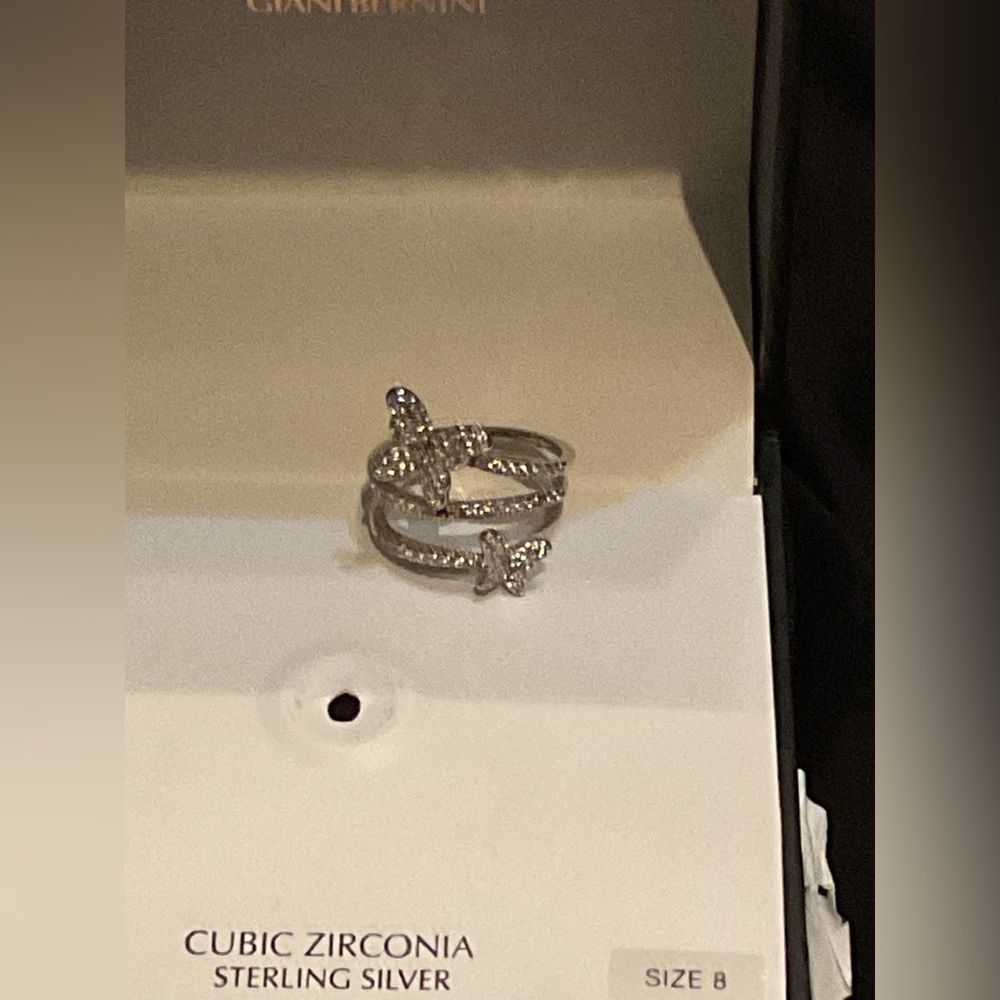 GIANI  BERNINI Sterling Silver & Cubic Zirconia Butterfly Wrap Ring sz 8 NIB - Picture 2 of 3